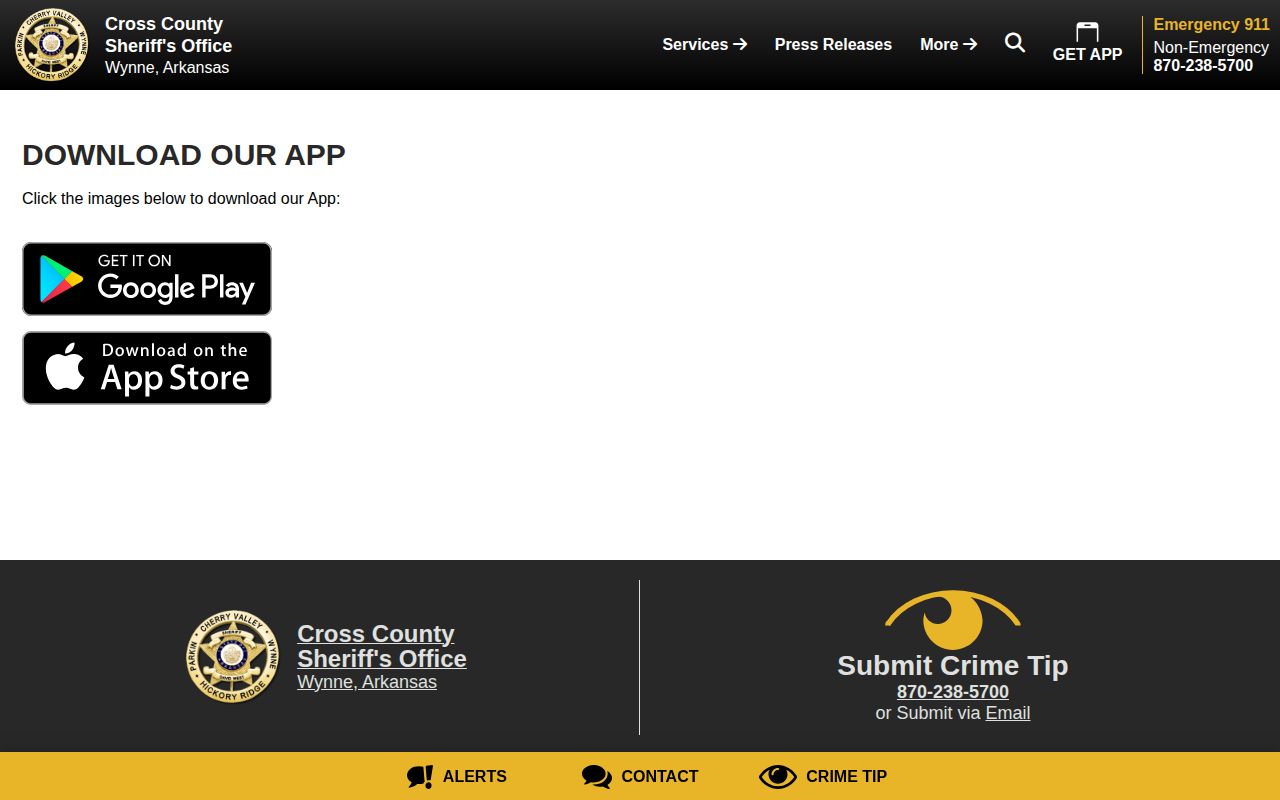 Cross County sheriff app for inmate and wanted records