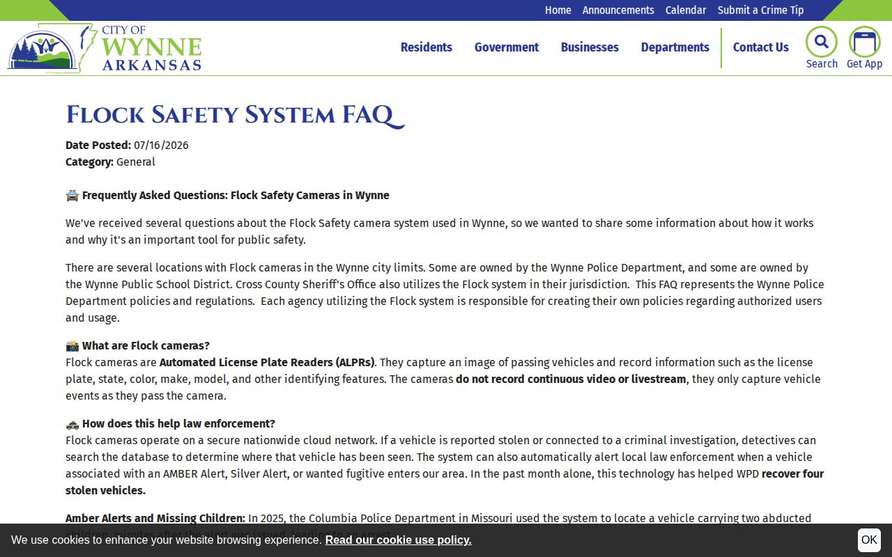 Wynne police image retention information separate from Cross County booking photos